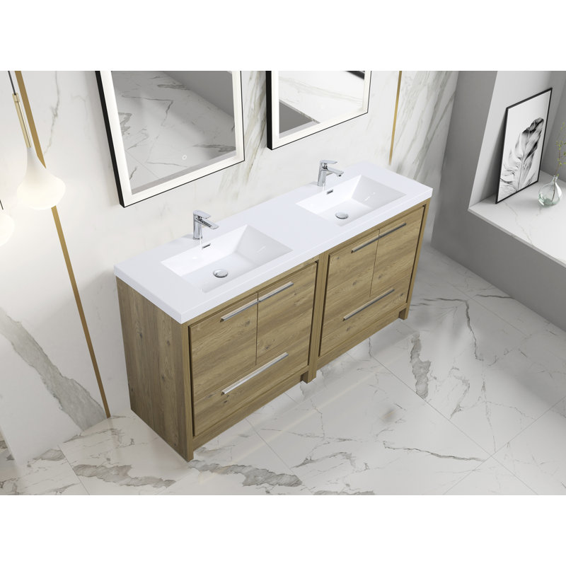 Meuble-lavabo double 71 po avec plateau en acrylique Coddy