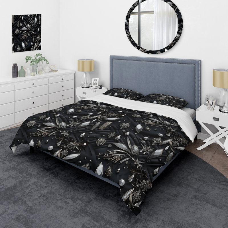 Ensemble de housse de couette Hollywood Glamour Diamond In Black And White - Glam