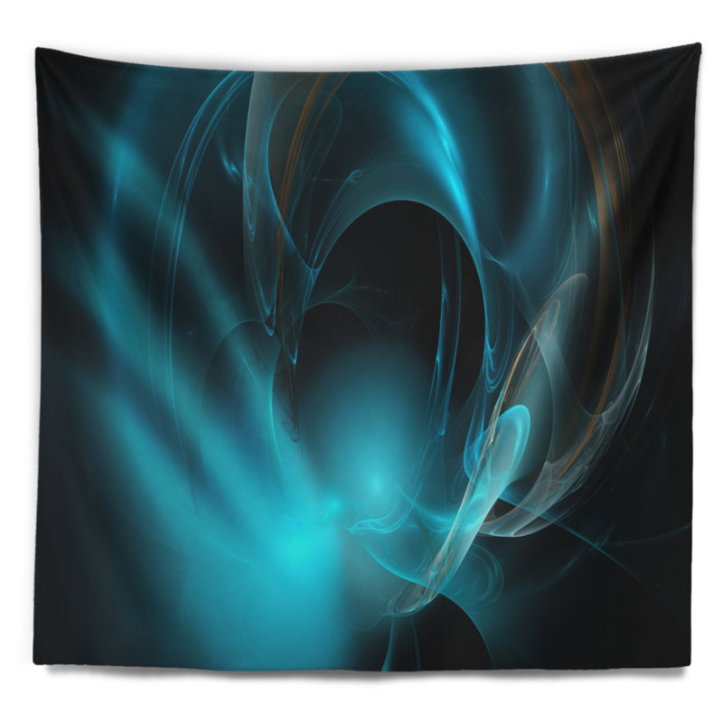 Tapisserie nebula abstrait bleu fractal galactic, H 50 po x l 60 po
