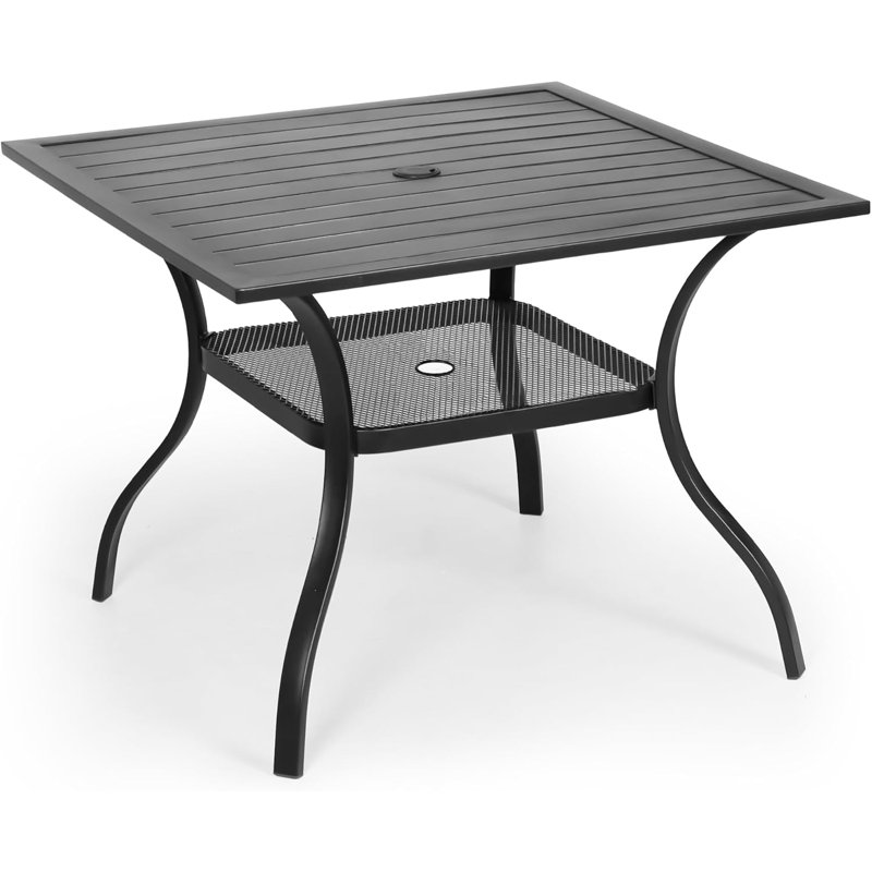 Jayc Metal Dining Table, Black/Black