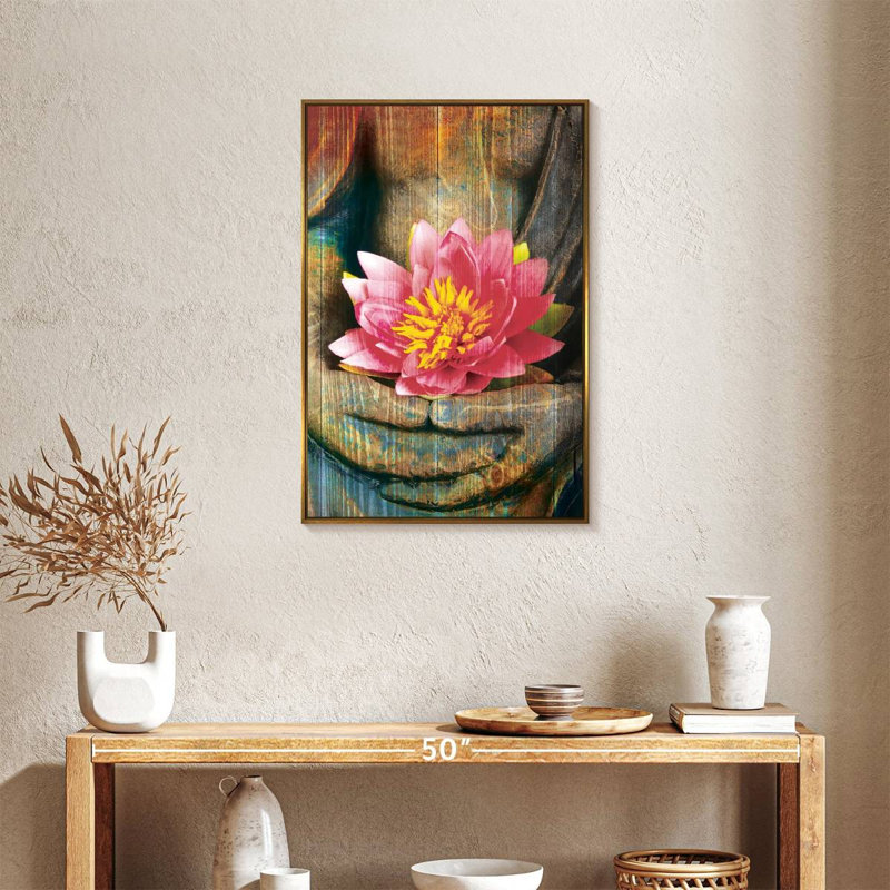 Lotus lotus main, Floating Frame Gold, 21" x 31"