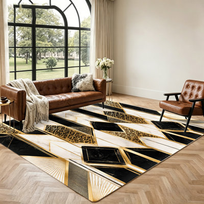 Tapis géométrique moderne, tapis de sol à motif marbre abstrait, tapis artistique pour salon, tapis décoratif pour chambre, tapis antidérapant et résistant pour couloir, entrée, bureau, terrasse et accessoires de décoration