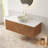 Ruben 48" Bathroom Vanity&sink, Floating Plywood Storage Cabinet, Twill Double Doors With Metal Trim, Stone Pattern White Round Ceramic Vessel Basin&sintered Stone Top, Corolla Oak Woodgrain Color 