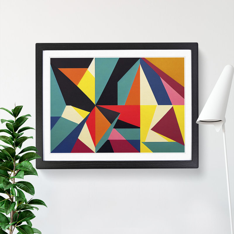 XH1022-8683X Suprematism Art Abstract Vol.7 - Single Picture Frame Painting, Black, 25cm H x 34cm W x 2cm D