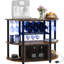 Armoire à vin en brun rustique, fonction de charge, DEL, armoire de style industriel 10, support, lumières, brun