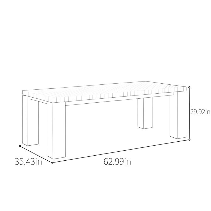 Rectangular French-style dining table, 29.9"H x 62.9"L x 35.4"W