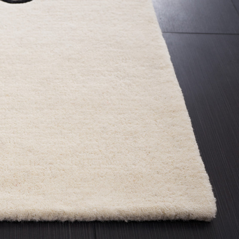 Candrice Hand Tufted Wool/Cotton Abstract Rug in Ivory/Red, Rectangle 5' x 8'