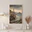 Art sur toile, bateau en bois orange gris sur une côte rocheuse près du phare-133520901