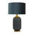 Ehrenberg Glass Ribbed Blue Table Lamp with Velvet Shade and Gold Accents-224650035