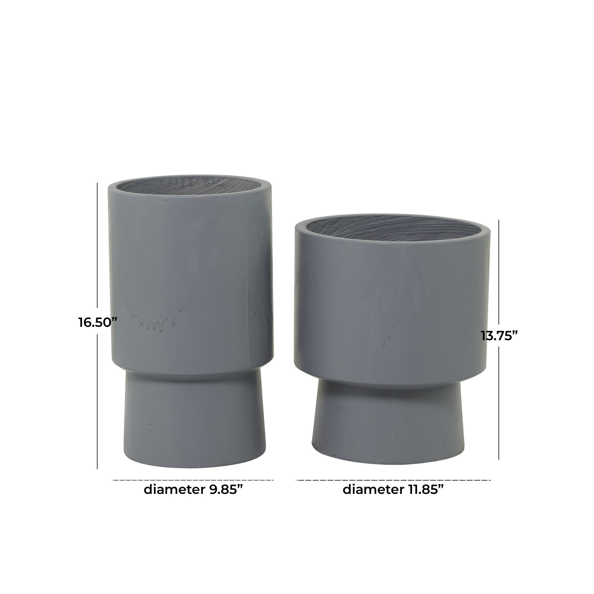 Robbins Pot Planter - Set of 2, 13.75" H x 11.85" W x 11.85" D, Gray