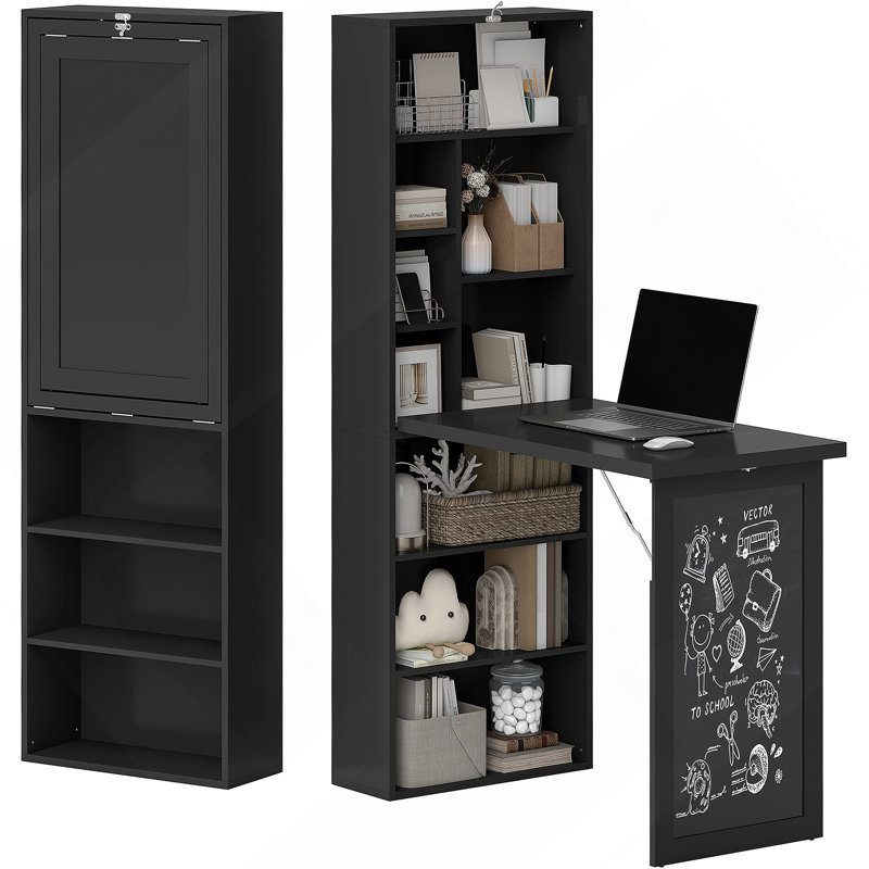 Bureau d'ordinateur mural, bureau à domicile convertible escamotable