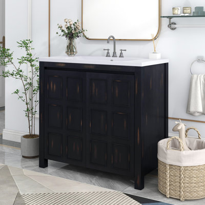 36" Retro Espresso Bathroom Vanity Combo Cabinet