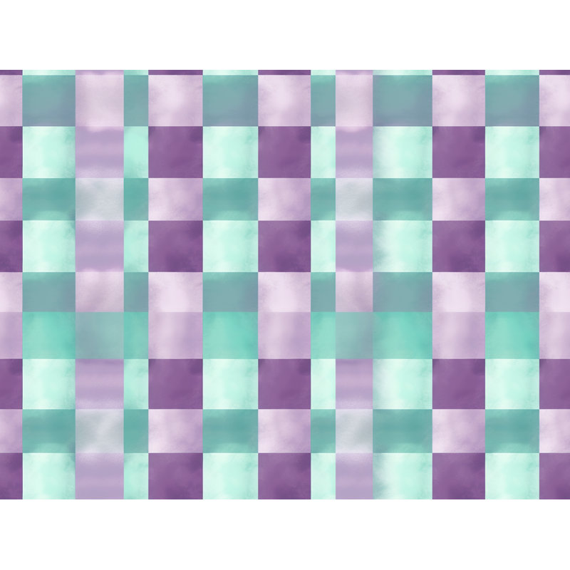 Checkered Comforter, King Comforter, Purple/Tuquoise Checkered