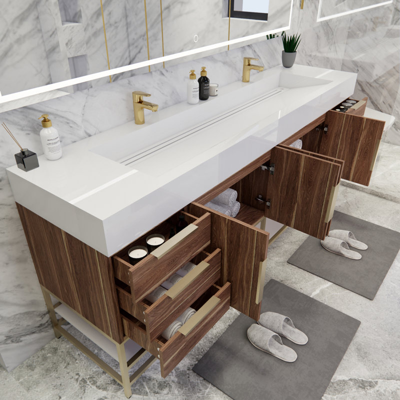 Ensemble de meuble-lavabo double l 83 po Glasgow, Chêne blanc foncé