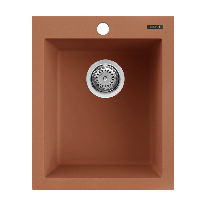 Ruvati 16 x 20 inch epiGranite Drop-in Topmount Granite Composite Quartz Single Bowl Wet Bar Prep Sink - Clay -, Clay
