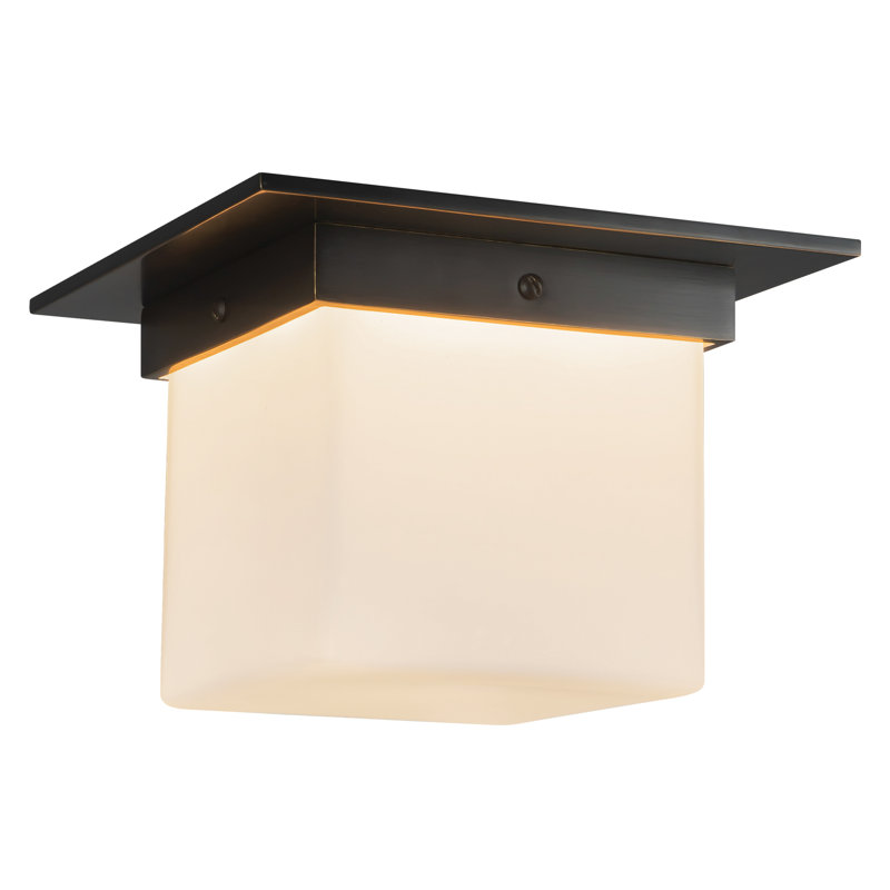 Mineral 8-in Brass Flush Mount, Opal Glass, Oil Rubbed Bronze