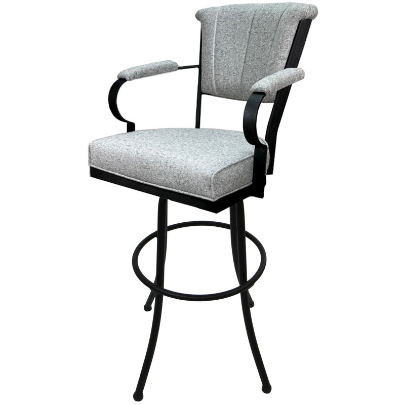 Très grand tabouret pivotant de 34 po Kiahna, Noir, Ardoise Hemsath