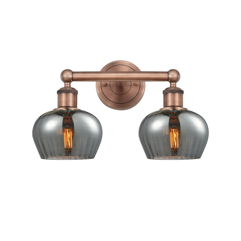 Éclairage pour meuble-lavabo à 2 lumières, Cuivre antique, Plaqué couleur fumée