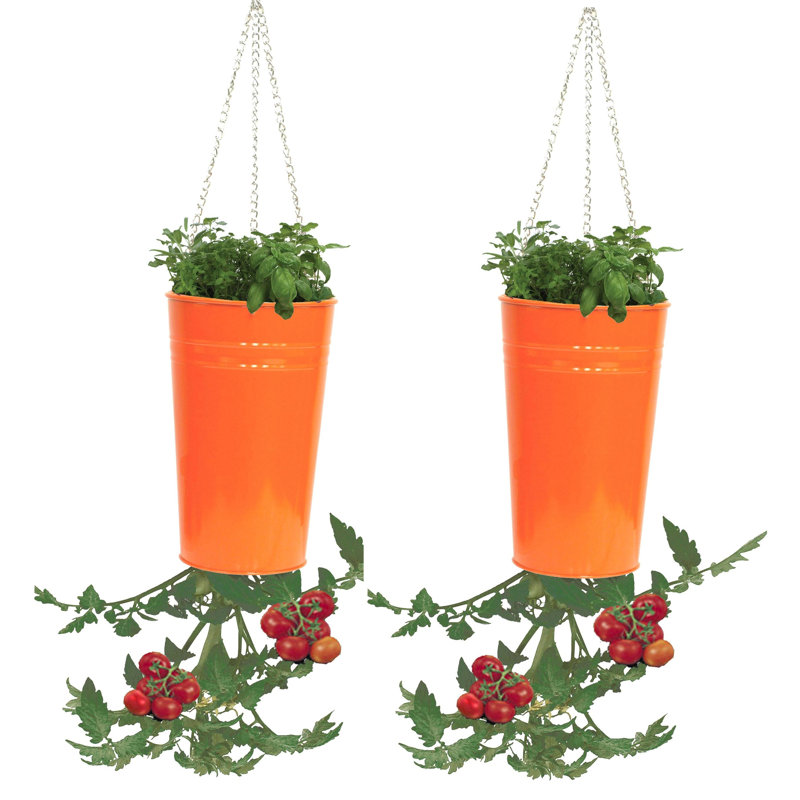 Handmade Metal Hanging Planter, Orange