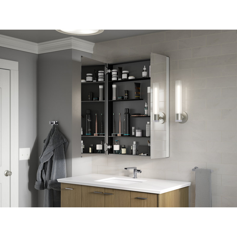 Maxstow Surface Mount Frameless Medicine Cabinet with 3 Fixed Shelves, 24" H x 29.75" W x 3.56" D