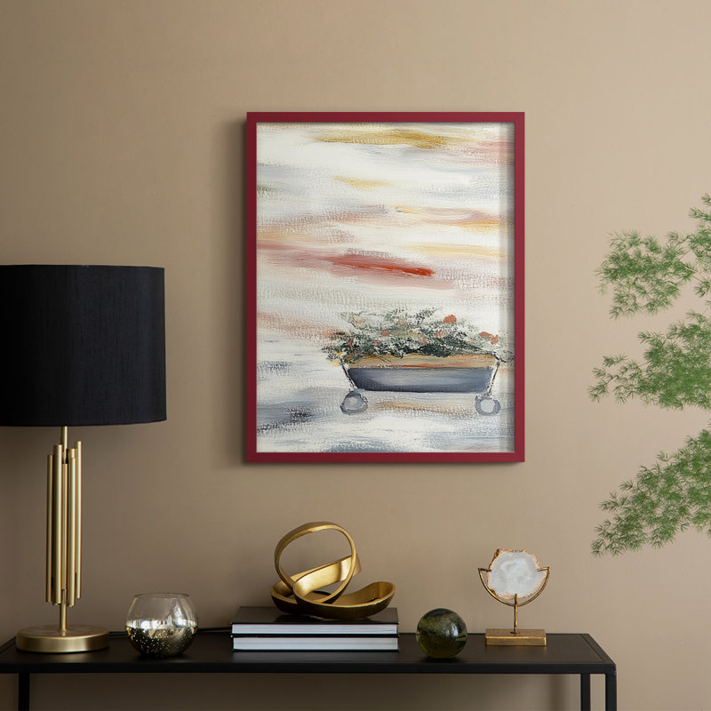 «Christmas Holiday Art CCXLIV», reproduction d'art encadrée - bois massif, H 11 po x l 9 po, Rouge