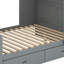 Lit superposé décalé moderne avec rangement pour garde-robe, barrière de sécurité rembourrée et espace de suspension intégré-526835069
