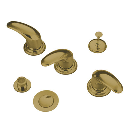 Triple Legacy Handle Widespread Vertical Spray Bidet Faucet, Polished Brass