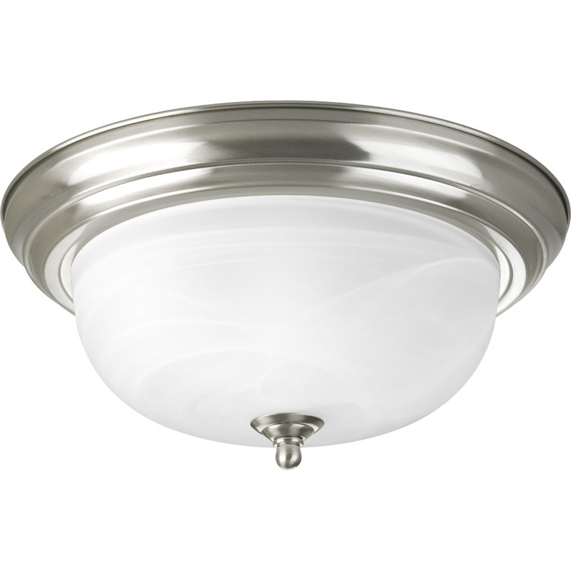 Plafonnier semi-encastré 2 lumières 13,25 po Constantia, Nickel brossé