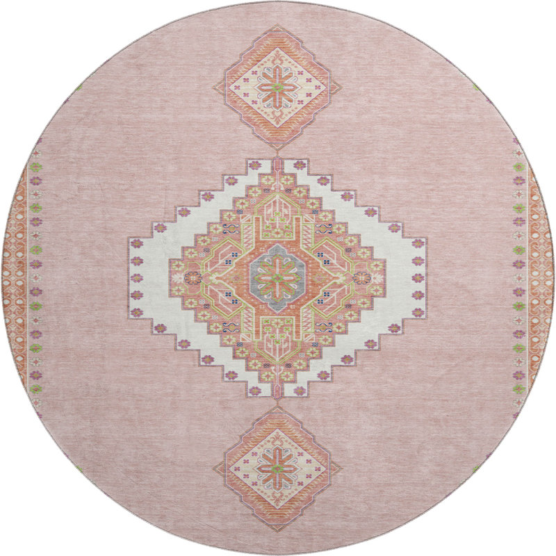 Premium Machine Washable Guada AMF1014 Oriental Rug, Round 8'