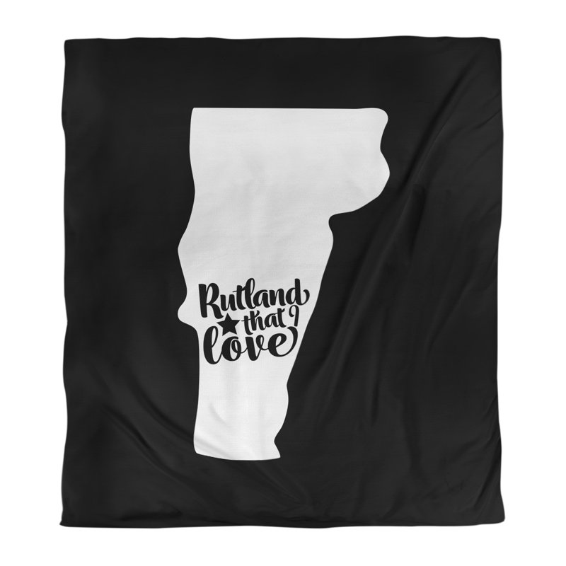 Housse de couette réversible simple rutland vermont love, Polyester brossé, Housse de couette simple TG, Noir
