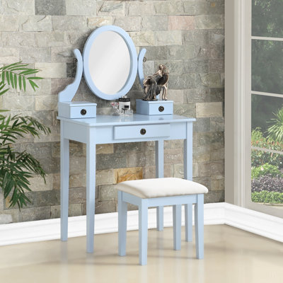 Makeup Vanity Table and Stool Set