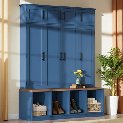 Hall Tree 59.03" Wide With Bench And Storage
