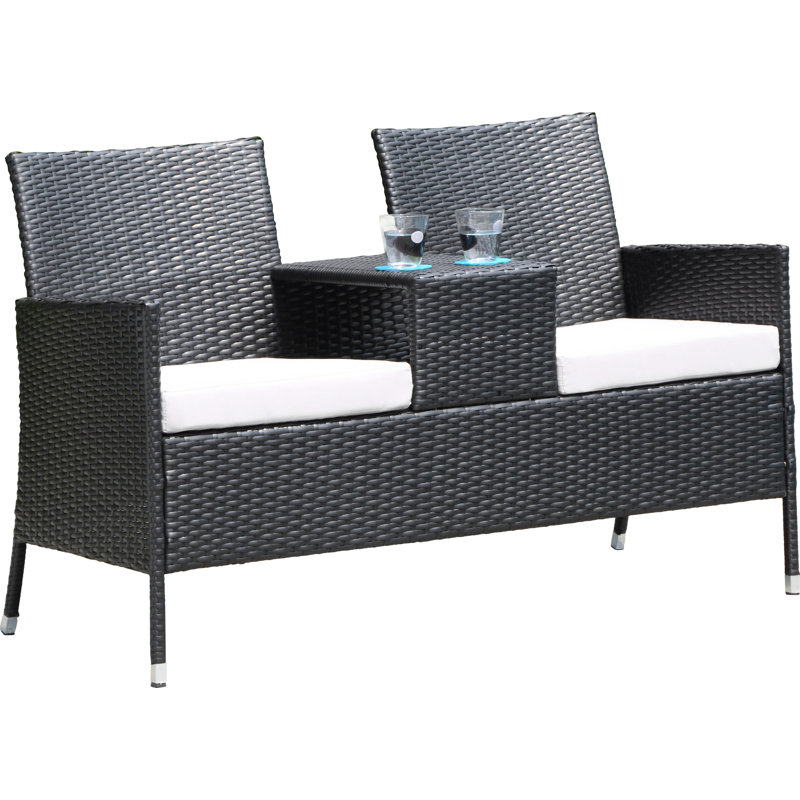 51.96'' Wide Wicker Loveseat with Cushions