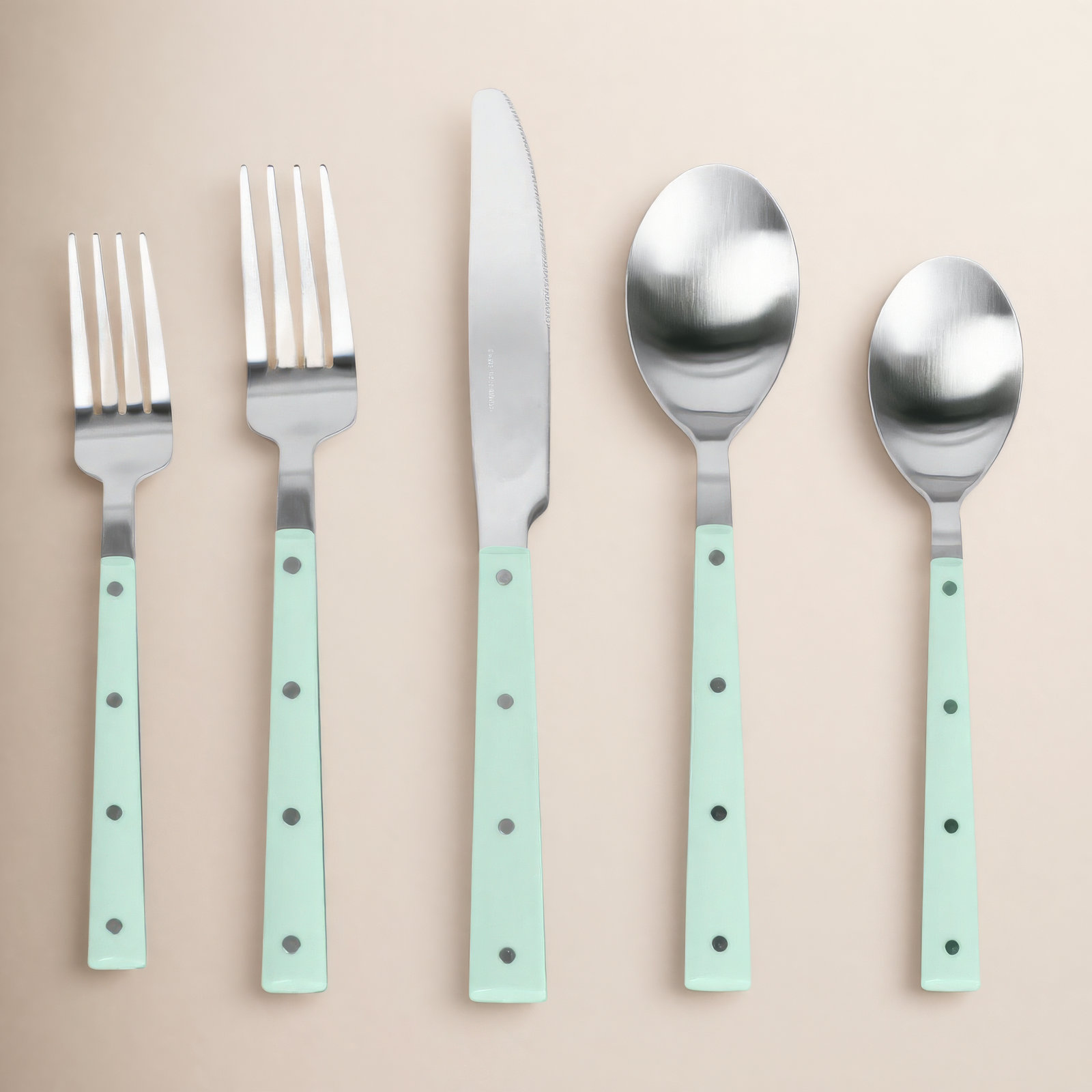 Marti Stainless Steel Flatware - Set of 20, Green