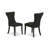 3 Piece Kitchen Table Set Contains a Round Dining Room Table with Pedestal and 2 Black Linen Fabric Upholstered Chairs, Black-504488310-504452758-504452757