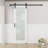 Frosted Glass and Manufactured Wood White Sliding Barn Door with Installation Hardware Kit(No Assembly Required)-91043559
