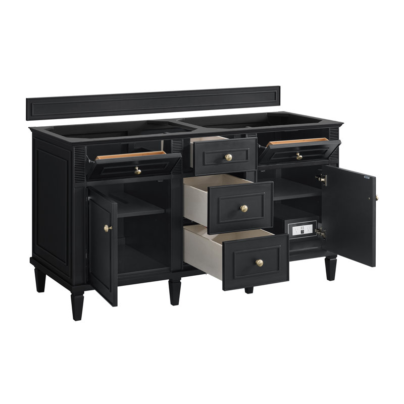 Lorelai 60'' W Double Vanity, Black Onyx, Eternal Jasmine Pearl