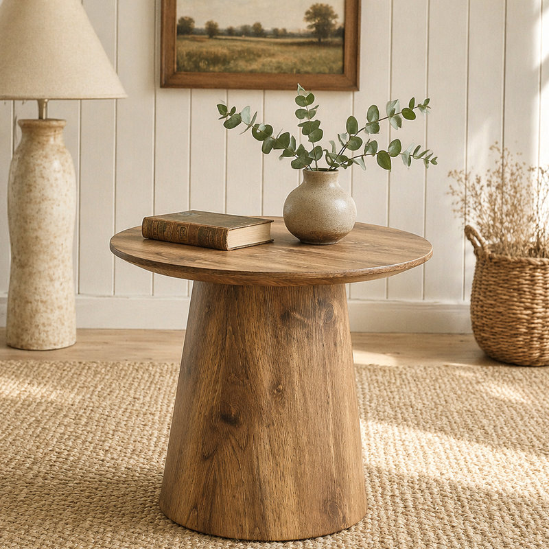 Table de bout, table d'appoint, petite table basse avec plateau rond