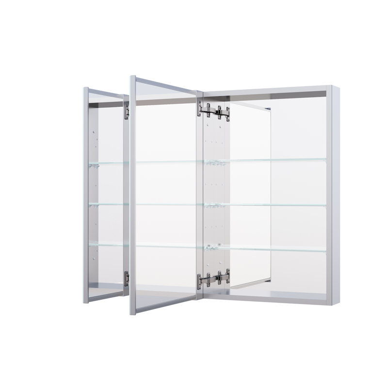 Armoire à pharmacie murale de salle de bain encastrée ou en surface l 32 po x H 30 pi avec tablettes réglables en verre