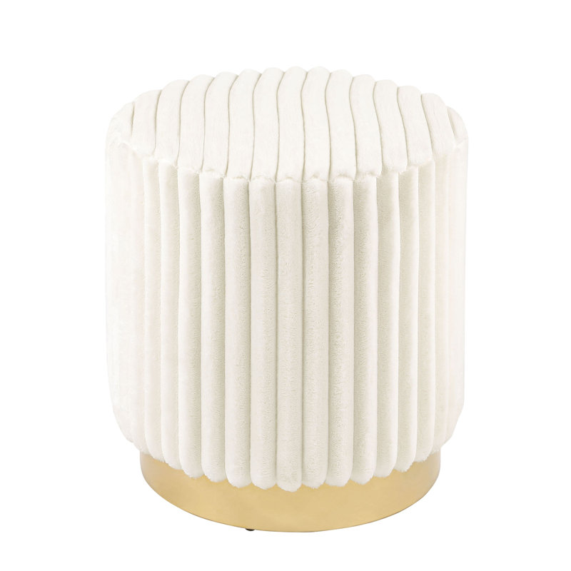 Buxton Upholstered Ottoman With Gold Plinth Base, Beige