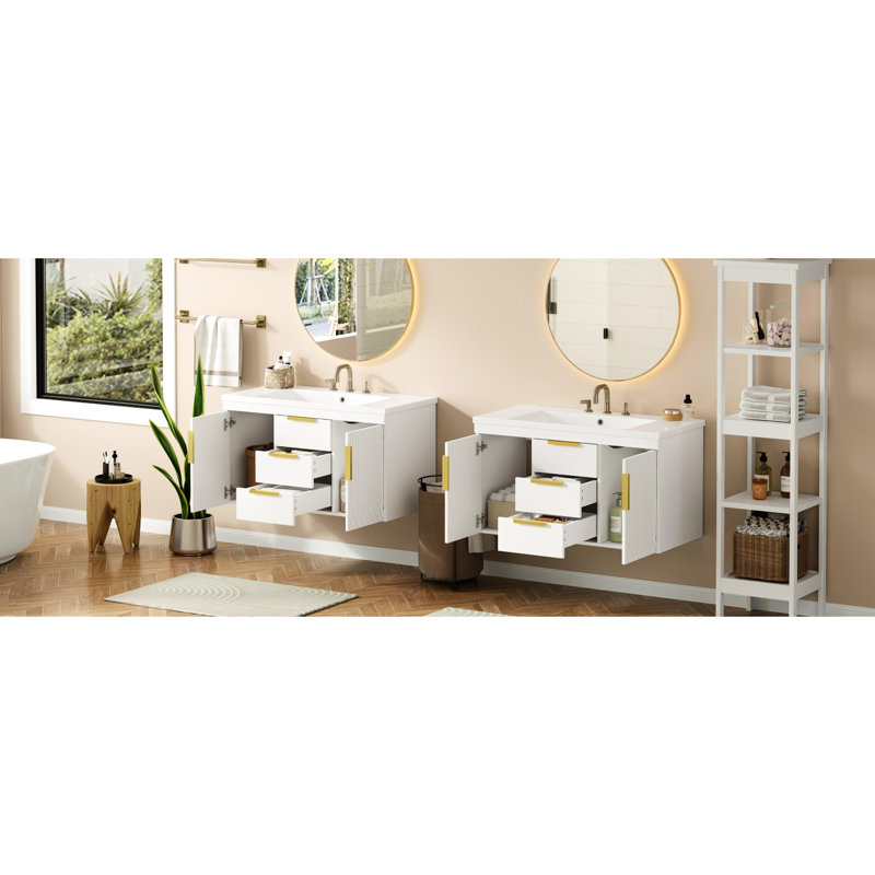 Meuble-lavabo mural 72 po Winooski, Blanc, 72"