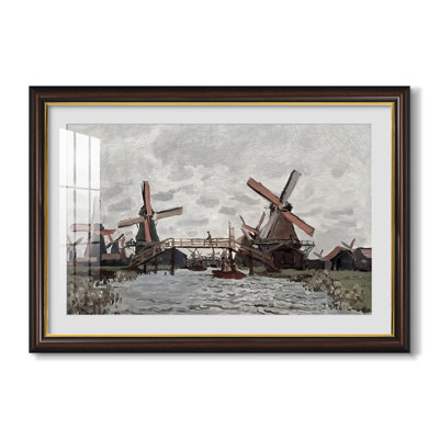 Windmills near Zaandam, 1871-Claude Monet-Custom Framed Canvas