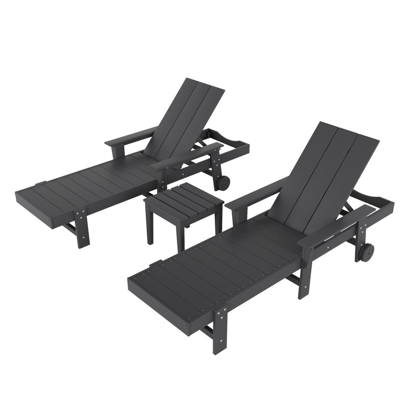 Joubert Outdoor Chaise Lounge with Table, Gray