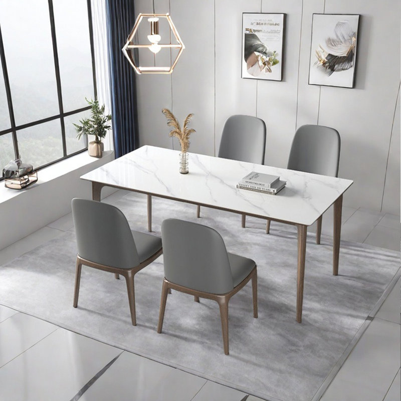 Ensemble table et chaise moderne en frêne blanc, H 29,52 po x L 62,99 po x l 33,46 po