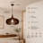 Mid-Century Modern Walnut Pendant Light with Open Slat Shade