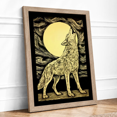 Wolf Howling At Moon Japandi - Print