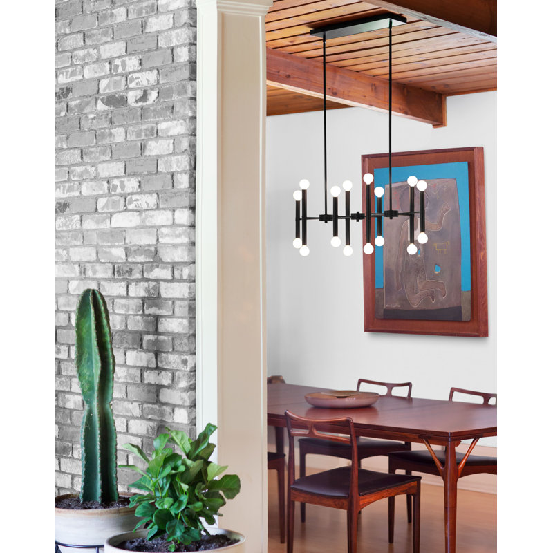 Jamir 16 - Light Dimmable Modern Linear Chandelier, Black
