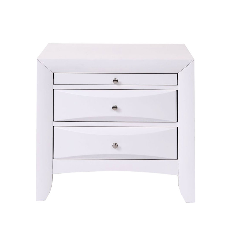 Élégante table de chevet blanche avec 2 tiroirs de rangement et 1 plateau coulissant