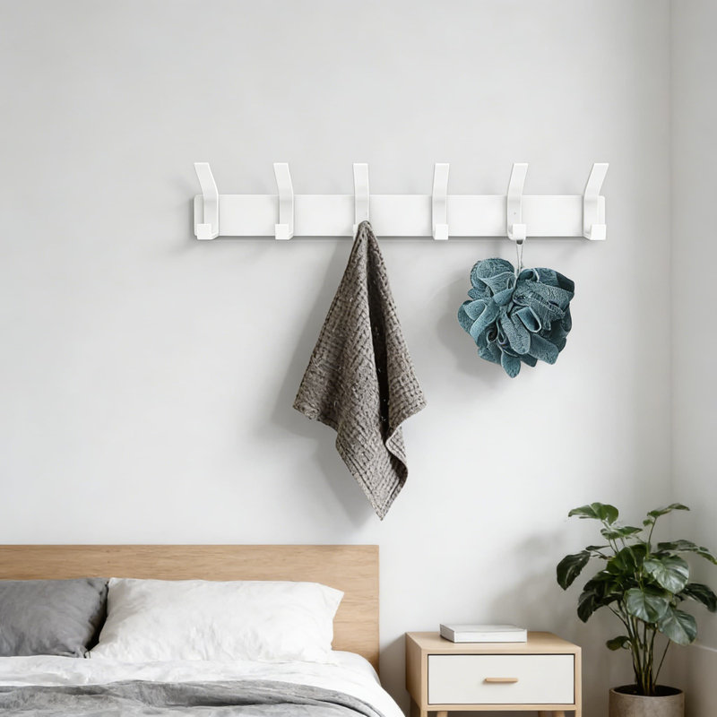 Portemanteaux mural robuste avec 6 crochets, Noir