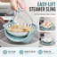 2-in-1 Silicone Steamer Sling & Divided Pot-in-Pot Insert Set for Instant Pot 6/8 Qt, Anti-Scald Pressure Cooker Lifter with 2-Chamber Steamer Basket, BPA-Free, (Mint Blue)